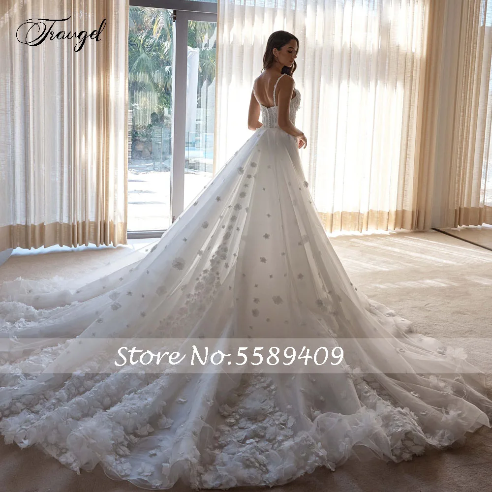 

Customized Spaghetti Straps Sexy Mermaid Wedding Dresses Lace 3D Flowers Vestido De Novia Detachable Train Robe De Mariee