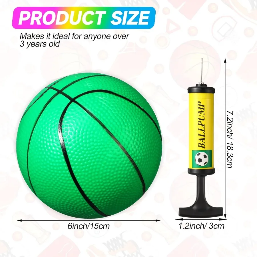30 Uds. Mini pelotas de baloncesto de 6 pulgadas con bomba Mini aro juego de baloncesto al aire libre para niños pequeños reemplazo para deportes de piscina de playa principiantes
