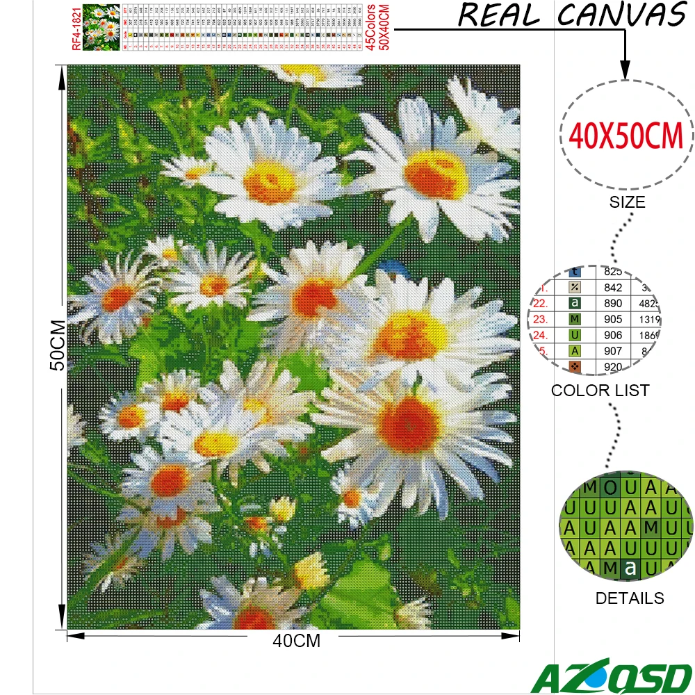 AZQSD Diamond Painting Daisy Sunset Cross Stitch Kits Rhinestones Diamond Embroidery Flower Mosaic Handicraft Home Decor Gift