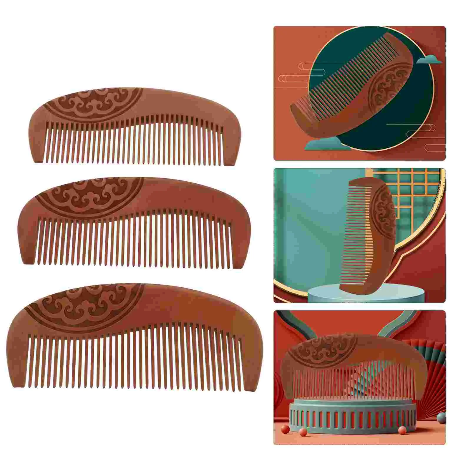 

3 Pcs Wooden Comb Hair Massage Combs Kids Brush Natural Scalp Hairdressing Tools Portable Child Hairbrush