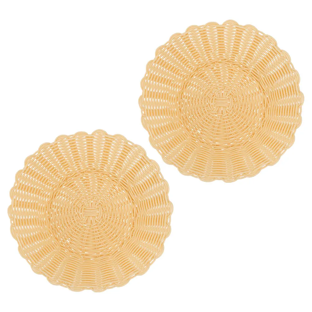 

2Pcs Handmade Woven Bread Basket for Serving Fruits Food Storage Kitchen Organizer Basket Bread Baskets for Serving