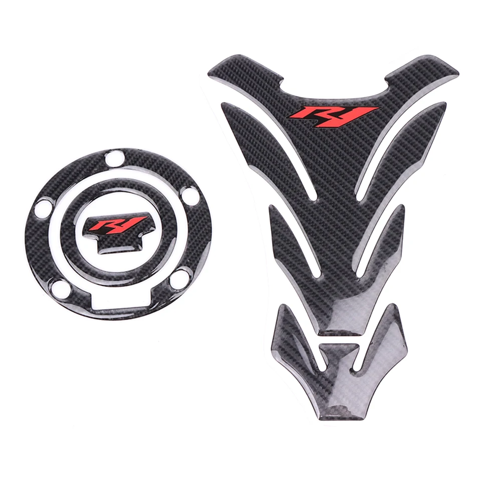 Motorcycle Tank Pad Gas Cap Cover Triple Clamp Yoke Guard Stickers For Yamaha YZF R1 YZFR1 YZF1000 2002-2006 Carbon Fiber Decals