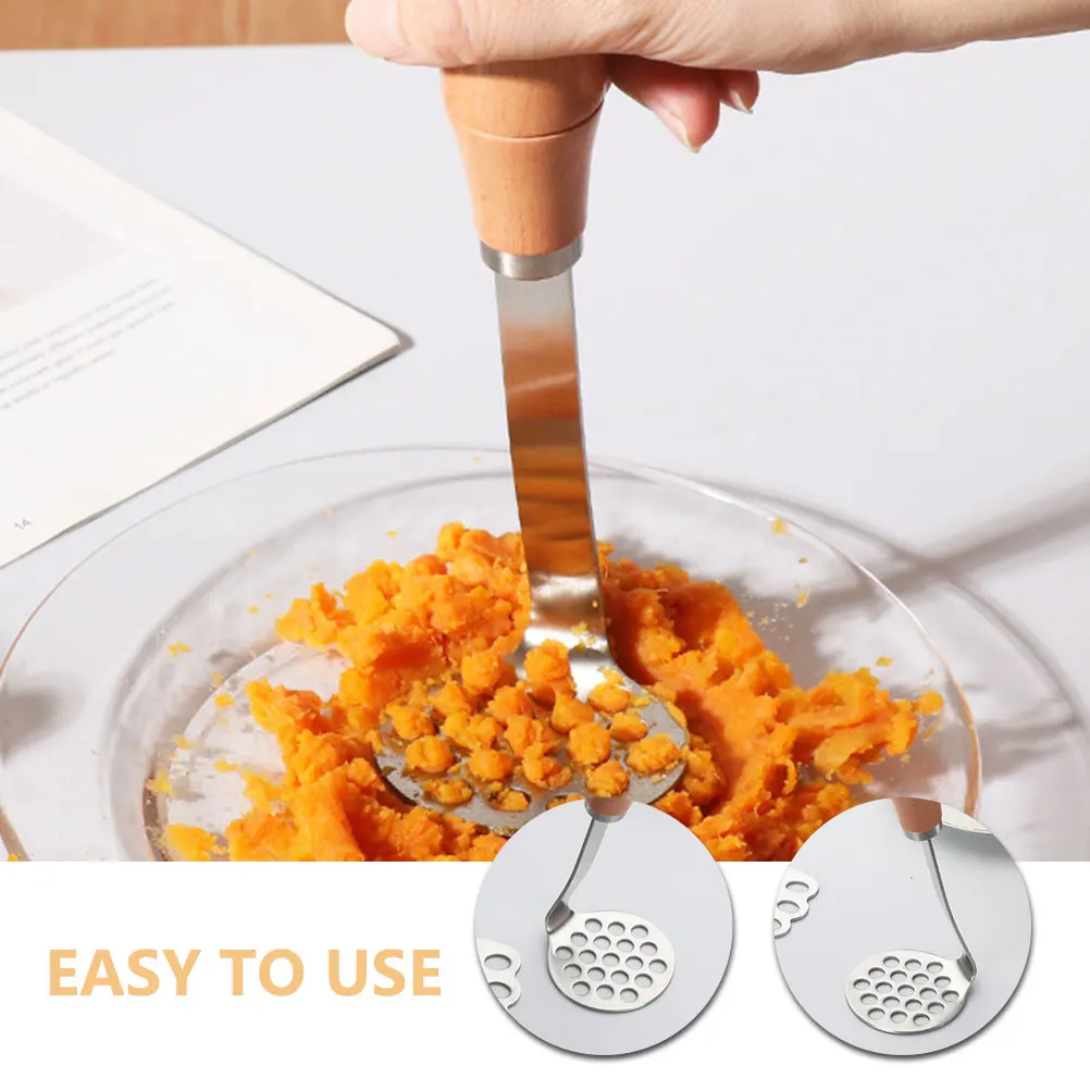 

Potato Masher 304 Stainless Steel Wood Handle Manual Food Masher For Kitchen Vegetables Fruits Mashing Tool Portable Reusable