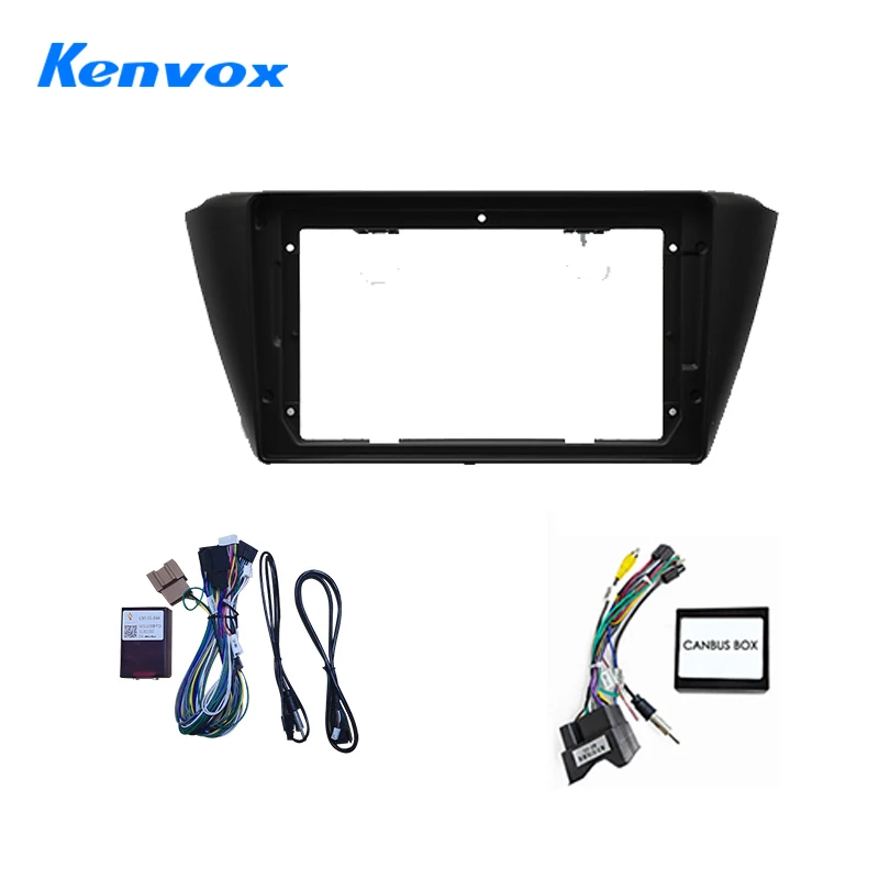 Kenvox 9 inch Android car audio radio frame fascia for Skoda Fabia 2015 2018 2din dvd dash mount kit panel wire cable adapter