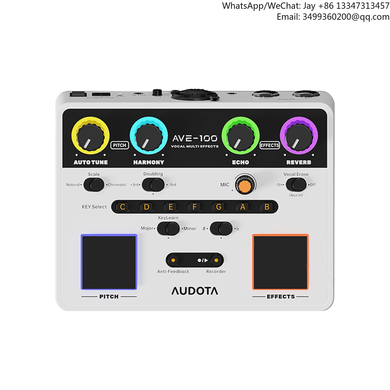 

Audota Ave-100 Vocal Multi-Effects Processor with Reverb Delay Pitch Correction Three Harmony Modes Automatic Key Detection