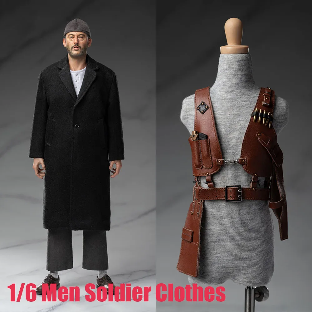 

TOPO TP004 1/6 Male Soldier Leon Jean Reno Italian Professional Killer Vintage Coat Pants Suit For 12Inch Action Figure Model