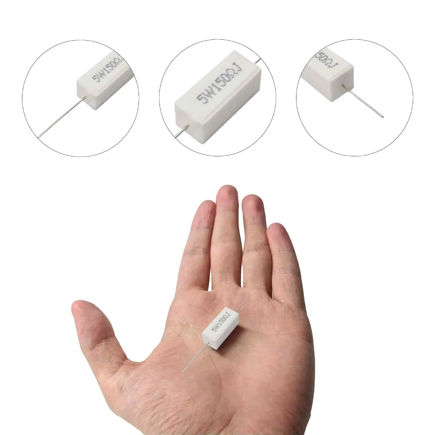 20PCS 5W 150ohm Ceramic Cement Wire Wound Resistors Tolerance Axial Lead Power Resistors for Computer TV Set Electronics DIY
