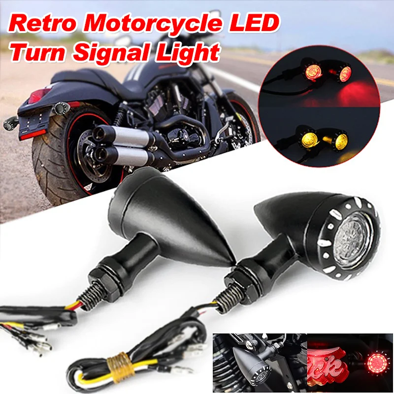 Motorcycle Turn Signal Light Black Chrome High Brightness Flashing Indicator Blinker Lamp For Harley Dyna Chopper Cruiser Bobber