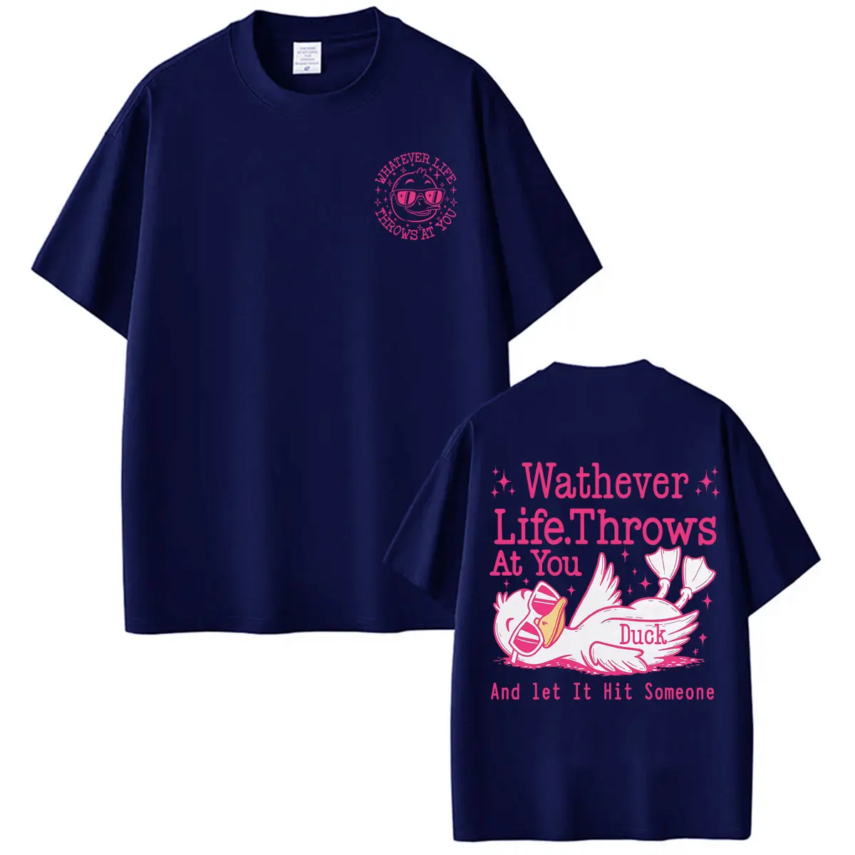 Whatever Life Throws At You Funny Duck Meme T Shirt Men Women Fashion Kawaii Cute T-shirts Casual 100% Cotton T-shirt Streetwear