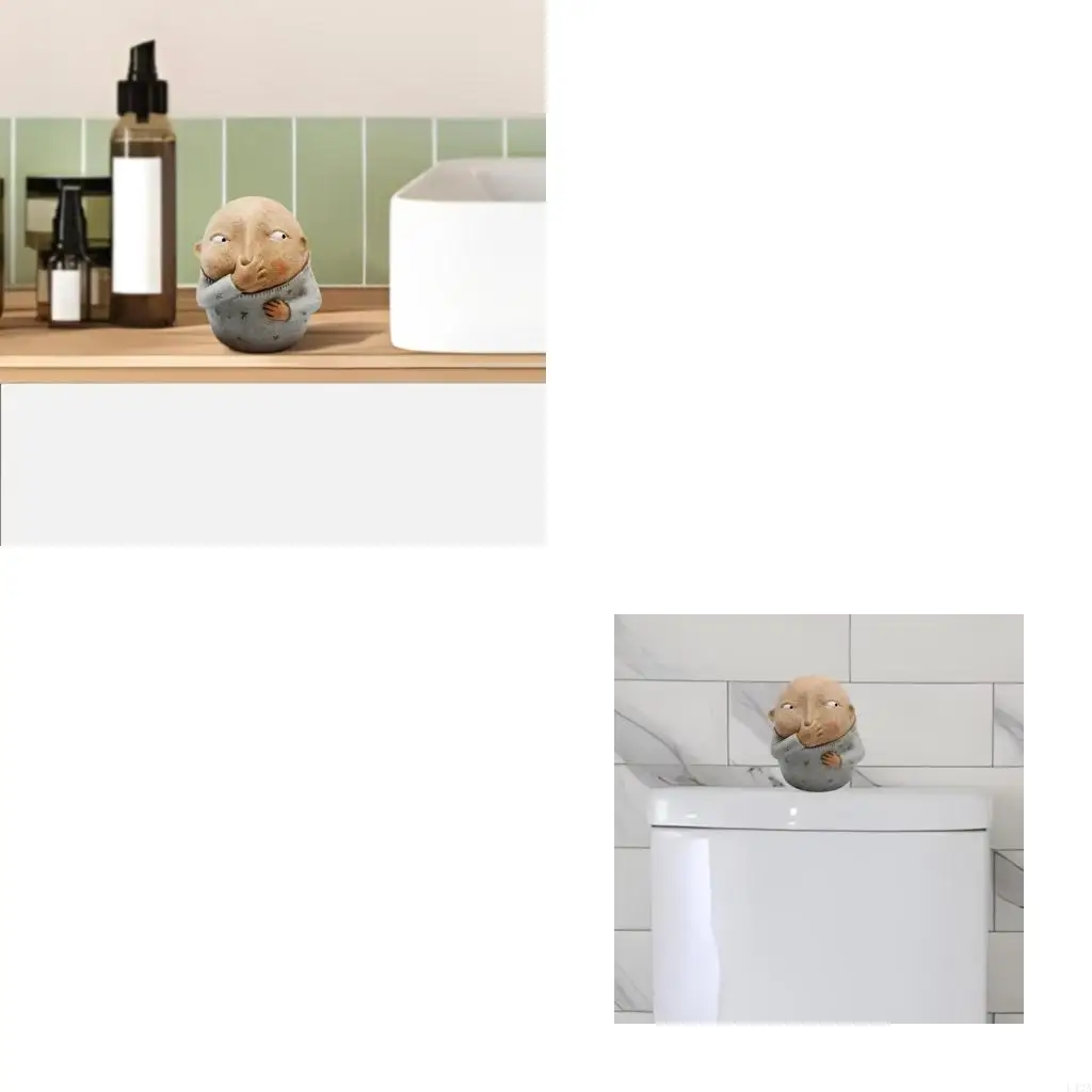

L43A Boy Holding Nose Statues for Home Toilet Bathroom Decor Funny Resin Sculpture Ornament Desktop Decorative Figurine 6.3”