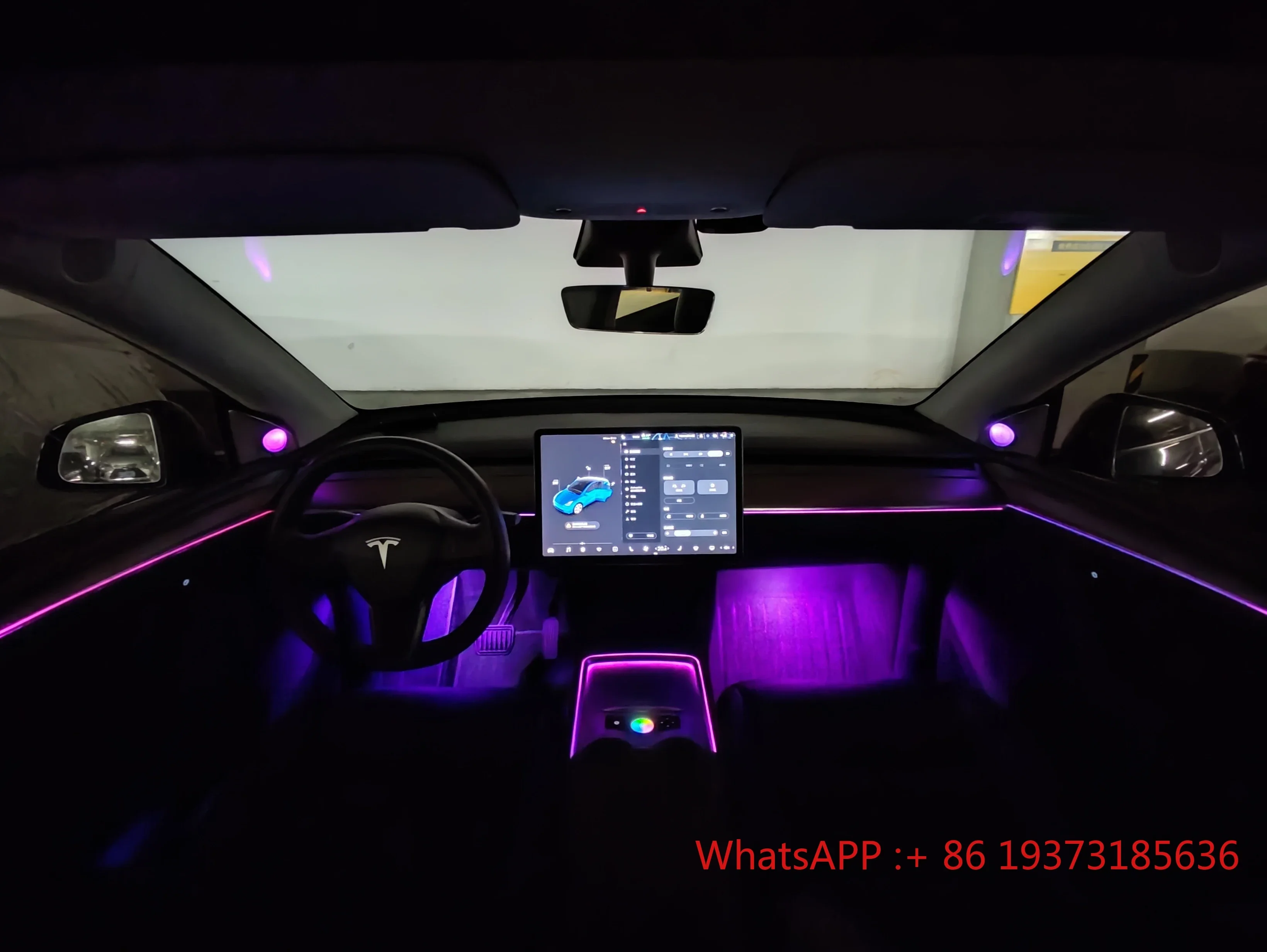 Manufacture Price 6W 128 Colors Atmosphere Light Automotive Interior Ambient Lights Led Light Kit For Tesla Model 3 Or Y Parts