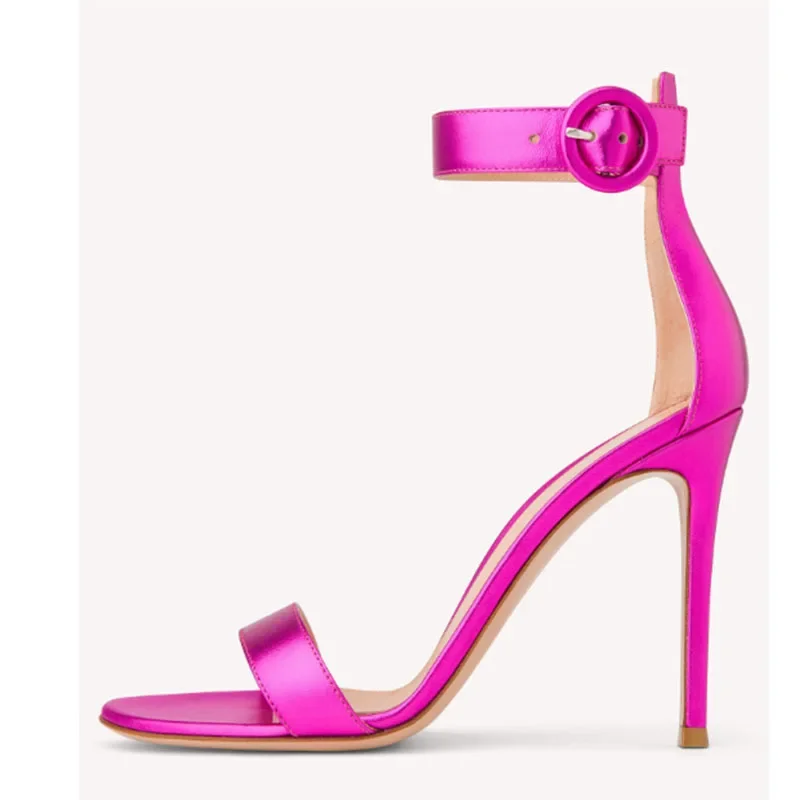 Satin Strappy Open Toe Sandals Buckled Stiletto Anklet Open Toe Pumps Sexy Women Super High Heels Shoes Sandalias Mujer Verano