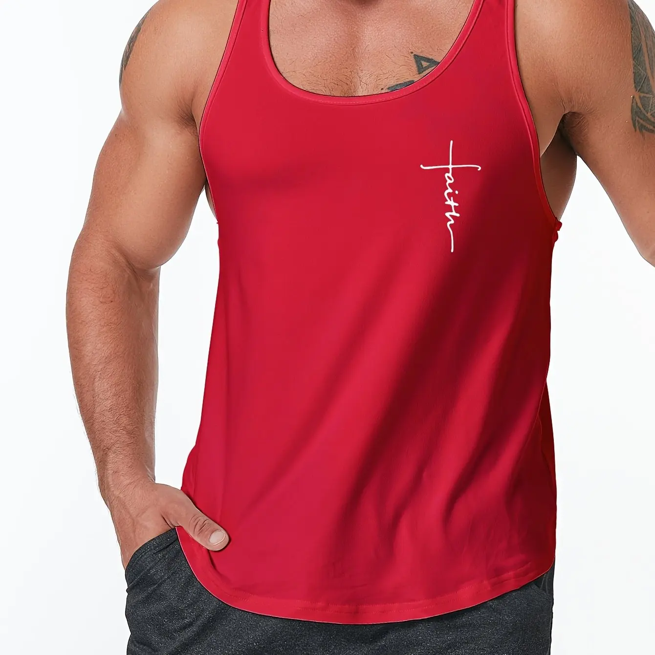 Daily Fitness Training Sport Men's Tank Tops Personalized Cross Print Bodybuilding Mesh Breathable Quick Dry Sleeveless Run Vest