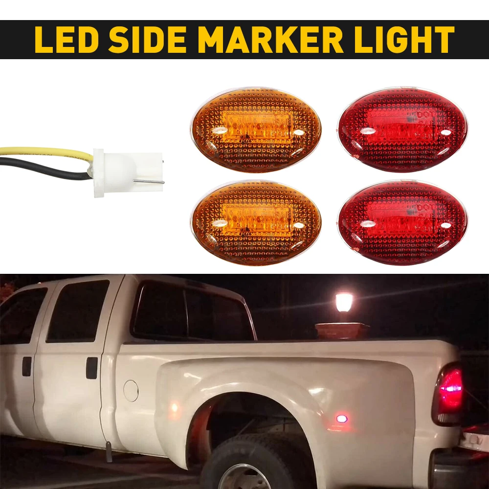 4Pcs LED Rear Side Marker Lamp Lights Red Yellow 12V For Ford F350 F450 F550 Super Duty Truck 2010 2009 2008 2007 2006 2005 2004