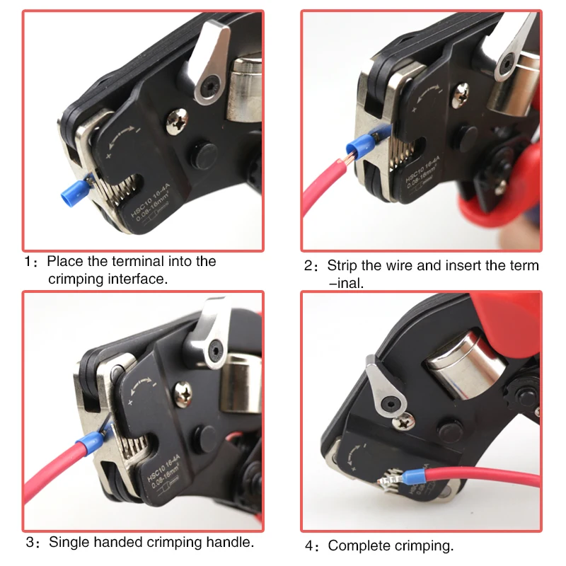 Ferrule Crimping Tools Tubular Wire End Terminal Mini Pliers Adjusting Knob Electrician\'s Clamp HSC10 16-4