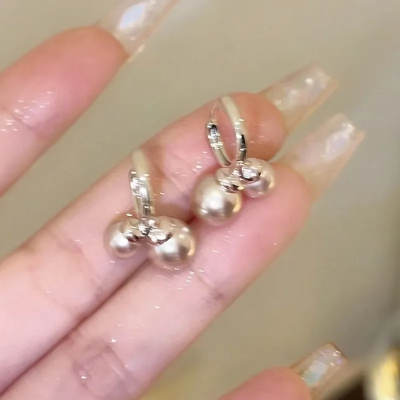 Double Pearl Drop Earrings for Women with Secure Huggie Closure, Modern Chic Jewelry for Formal and Daily Wear