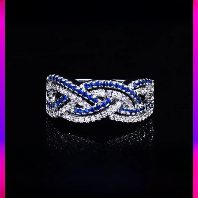 

Polysutt New Ladies Double Row Micro Paved Two Color Zircon Ring Luxury Diamond Faion Accories Gold Plated Artificial Gem