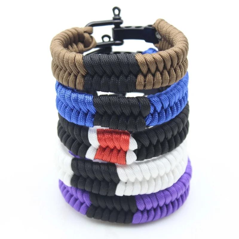 5 Colors Paracord Survival Bracelet,New Hand Woven Outdoor Sports Bracelet Practical Functions Reliable Paracord