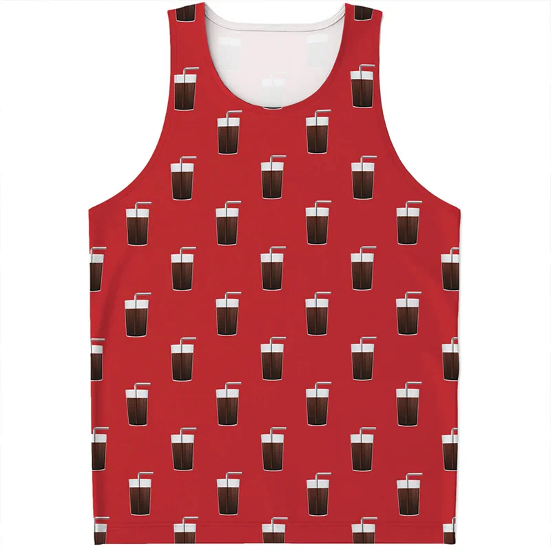 

New Design Drinks Cola Pattern Tank Top For Men Summer Sleeveless Vest Street Casual Tops T-shirt Children 3D Printed Tee Shirt