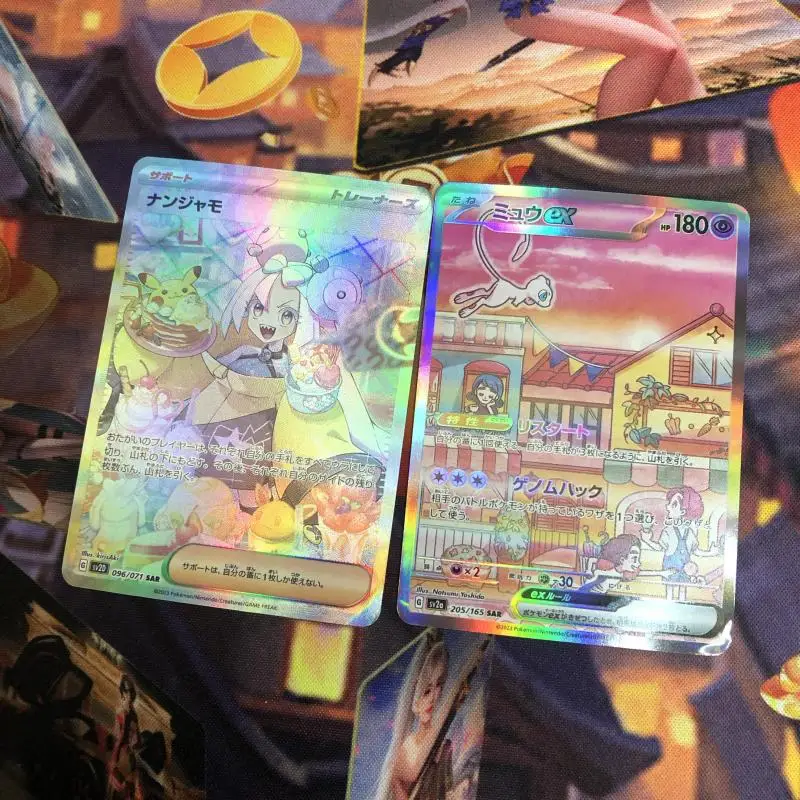 2Pcs/set Pokemon Mew Iono Japanese Version Self Made 63X90Mm Refraction Color Flash Anime Game Characters Collection Card