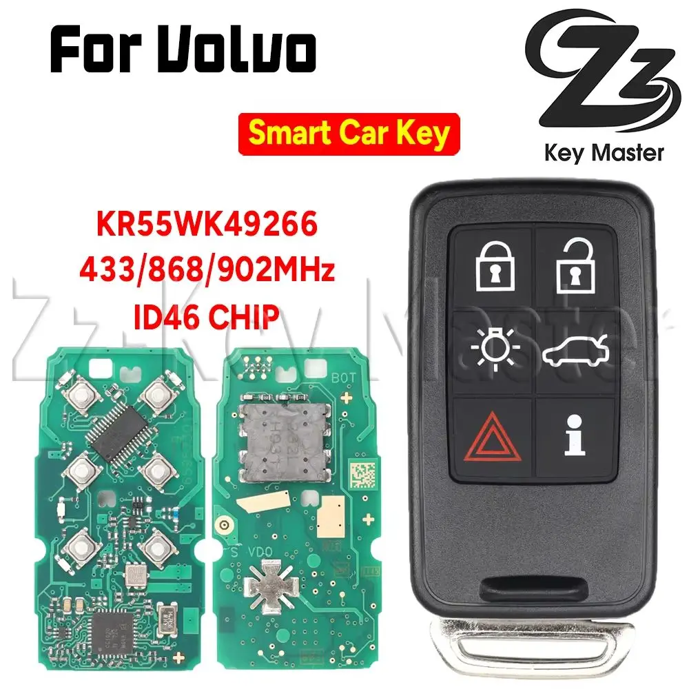 

Zz Key Master Smart Card Key KR55WK49266 ID46 CHIP 433/868/902MHz For Volvo S60 S80 XC60 XC70 V40 V60 V70 2007-2016 Keyless Go