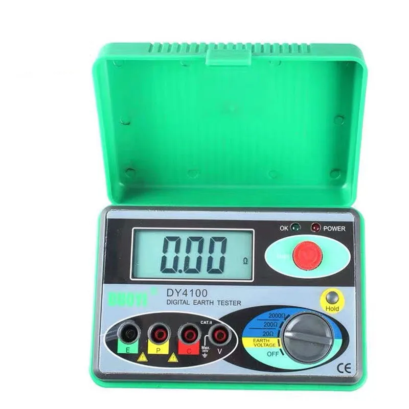 Megohmmeter 0-2000 Ohm Real Digital Earth Tester DY4100 Ground Resistance Tester Meter NEW