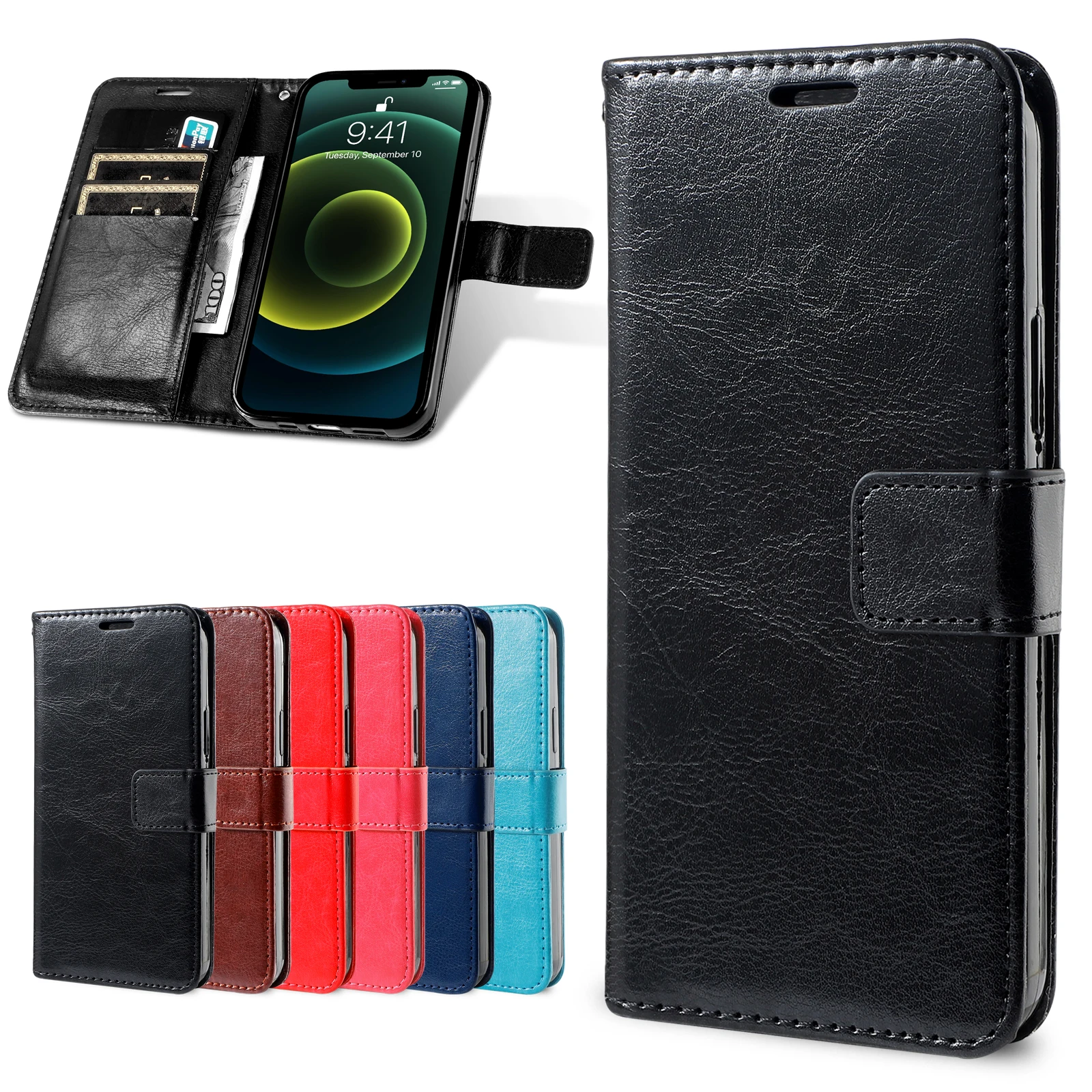 Wallet Flip Leather Phone Case For Huawei P8 P9 P10 Lite P20 P30 P40 Pro P40Lite P30Lite P20Lite Leather Magnetic Flip Cover Bag