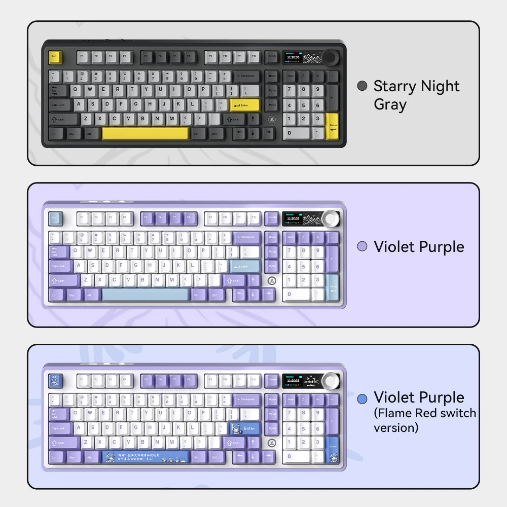 AJAZZ AK980 Mechanical Keyboard Multi-function Knob GASKET Structure Color Screen Wireless Gaming Keyboard PC Gamer Accessories image 3