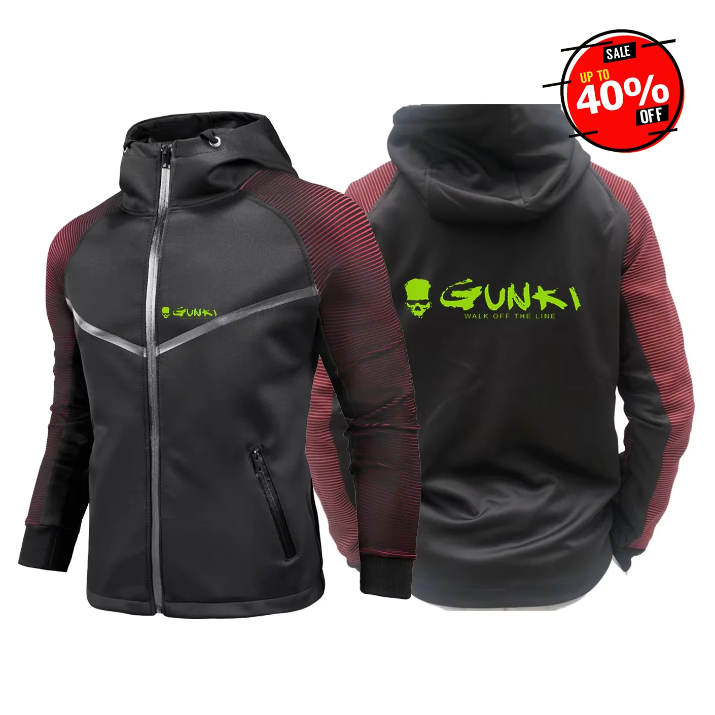 

2025 Spring Autumn Gunki Printed Comfortable Casual Long Sleeve Racing Suit Men's Harajuku Gradient Color Slim Fit Hooded Jacket