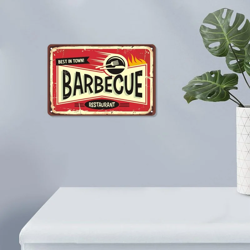 Iron painting, retro iron signage, the best barbecue restaurant in the city, bar, kitchen wall decoration 30x20x2cm