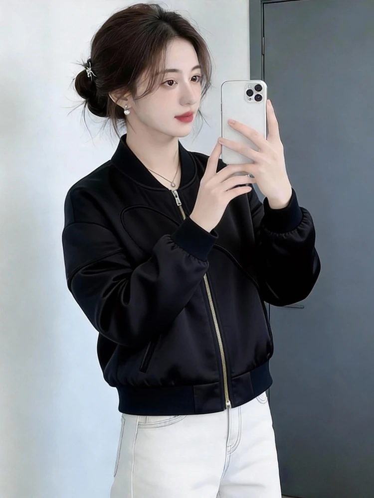 

Ele ort round Ne Jaet Women's Faion Slimming Top Spring 2026 New Sle Commute Sle Loose Fit Zipper Closure