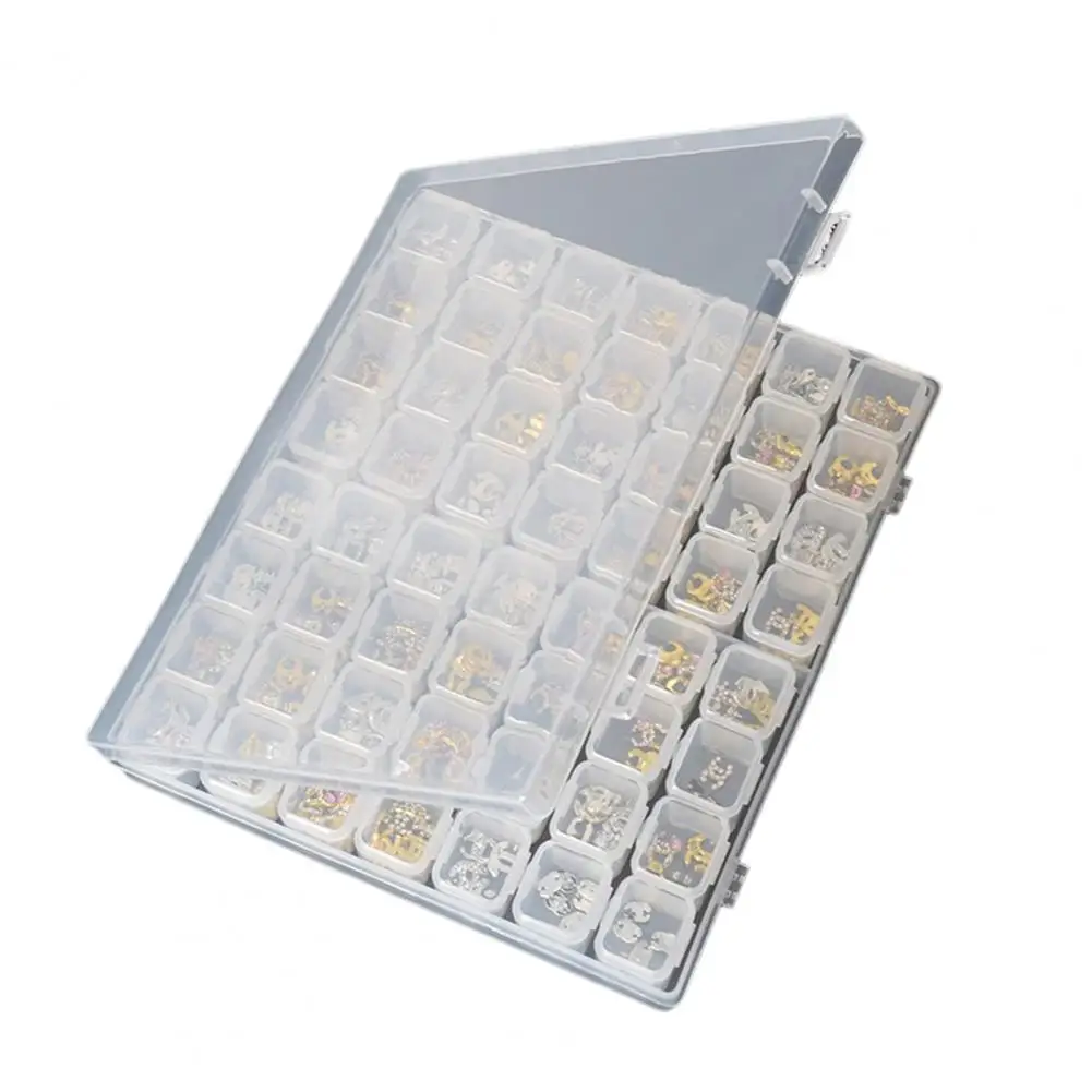 Mini Storage Box for Shells Transparent Nail Accessory Storage Box with 56 Grids for Beads Rhinestones Seashells for Stones