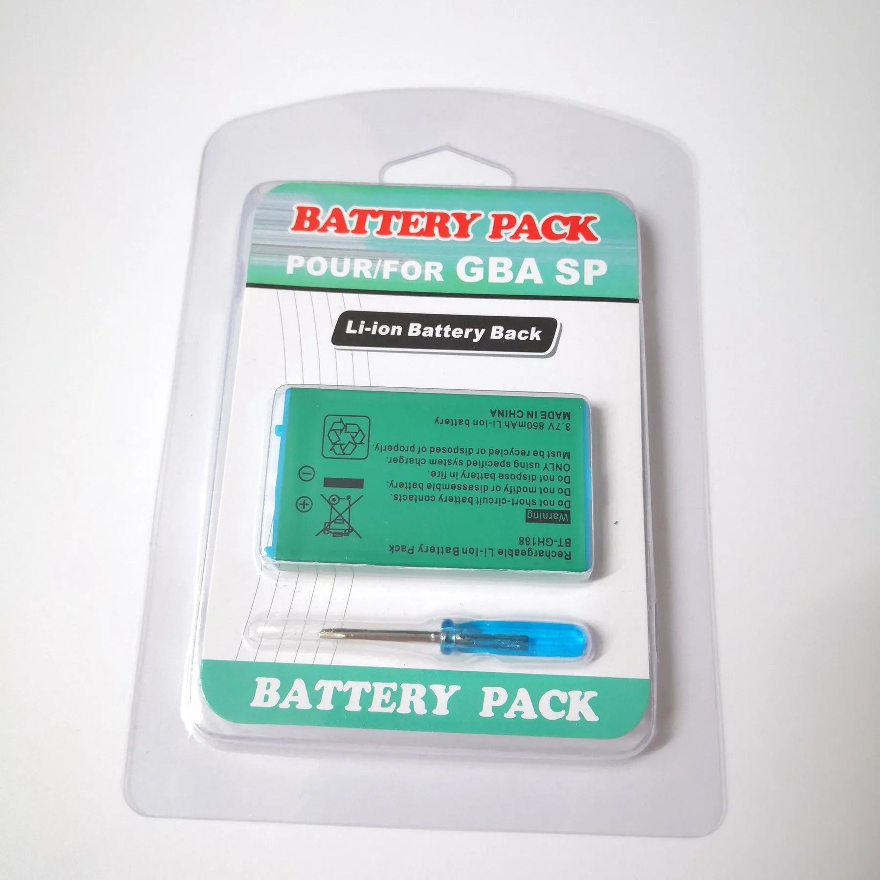 Oryginalny akumulator litowo-jonowy 3.7V 850mAh ze śrubokrętem do Nintendo Gameboy Advance SP GBA SP — zdjęcie produktu 2