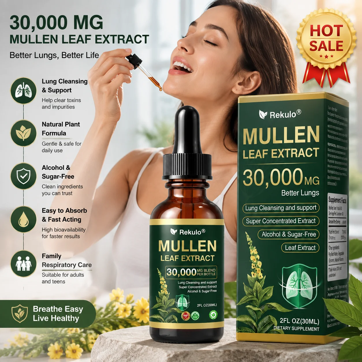Daily Respiratory Care Drops Super Concentrated Lung Cleansing Support Supplement Alcohol & Sugar-Free Dietary Supplement