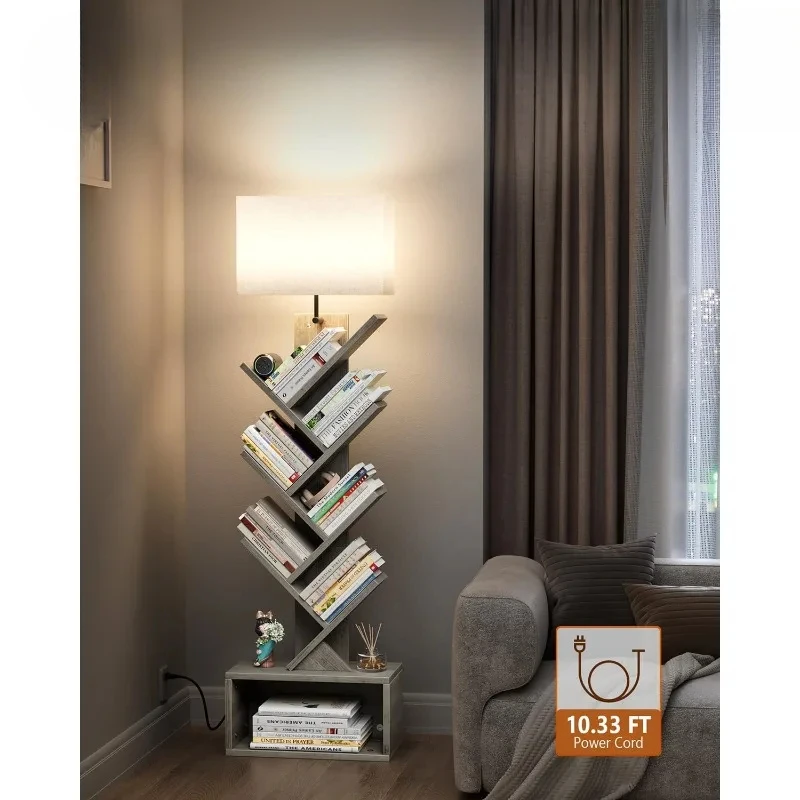 

Tree Bookshelf with Light, Small Tower for BooksMovies, Sturdy Tall Floor Standing