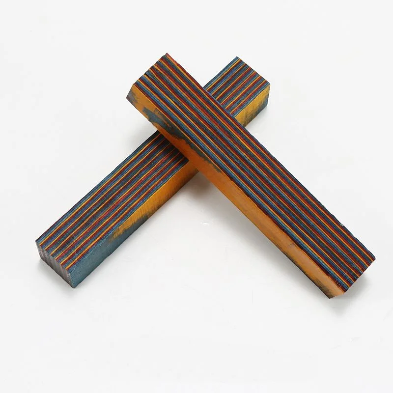 Colored wood Colored Solid Wood Multi-layer Compressed Wood Pen Knife Handle Buddha Bead Carving Materials Colorful Material image 3