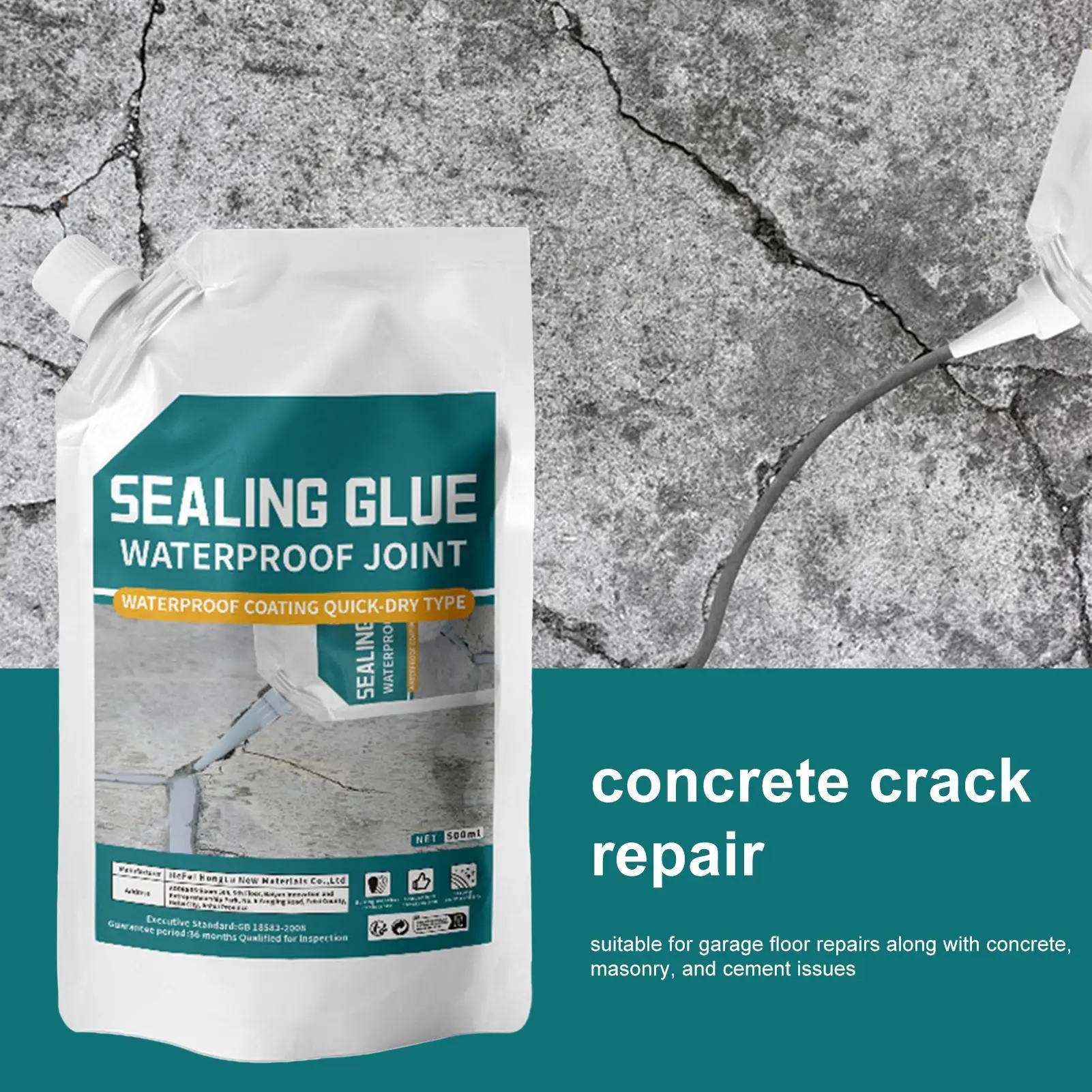 NEW Concrete Crack Filler 500ml Cement Crack Filler Quick-Drying Strong Adhesive Leak Preventer for Kitchen Bathroom Garage