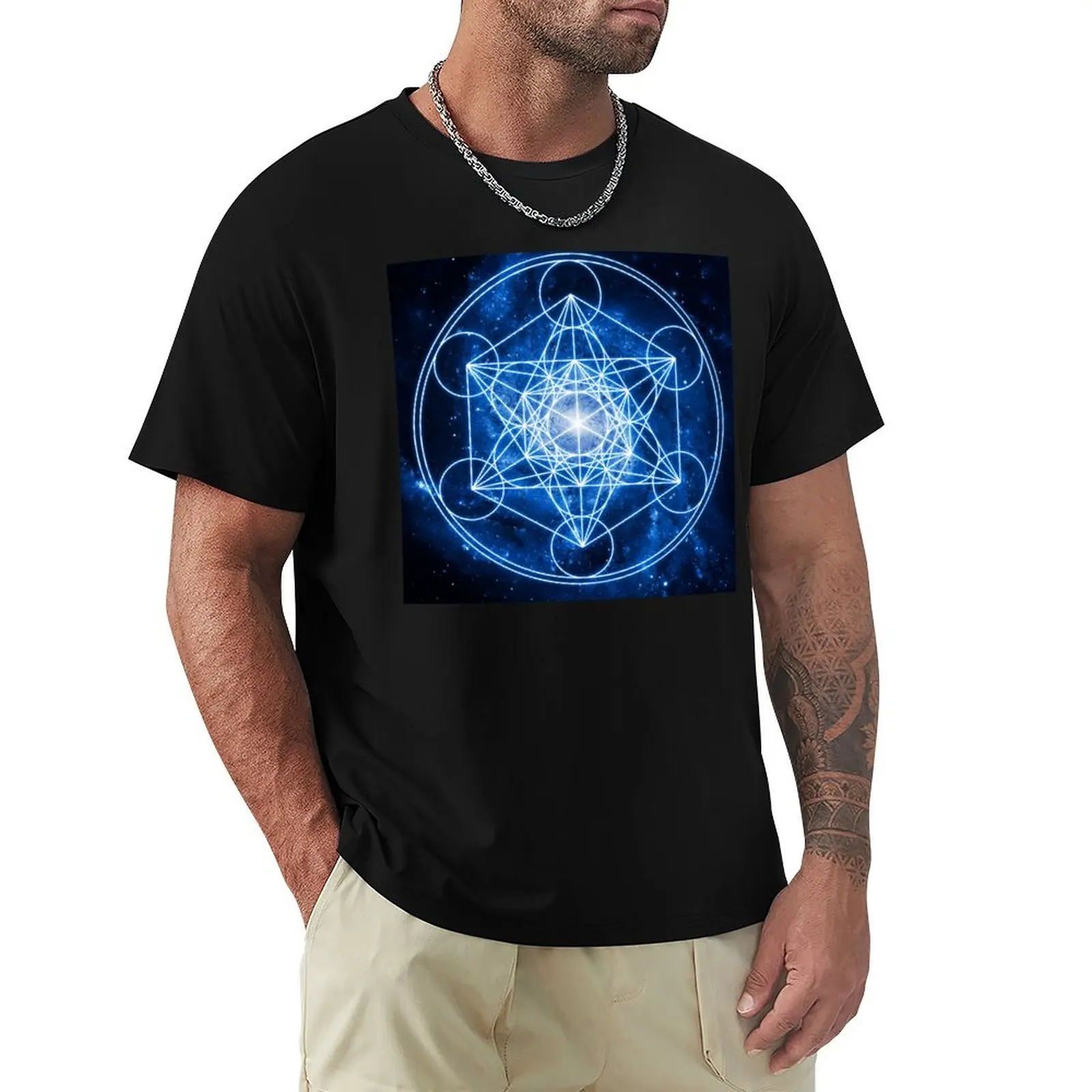 Sacred Geometry Spiral Galaxy T-Shirt cotton t shirt man T-Shirt