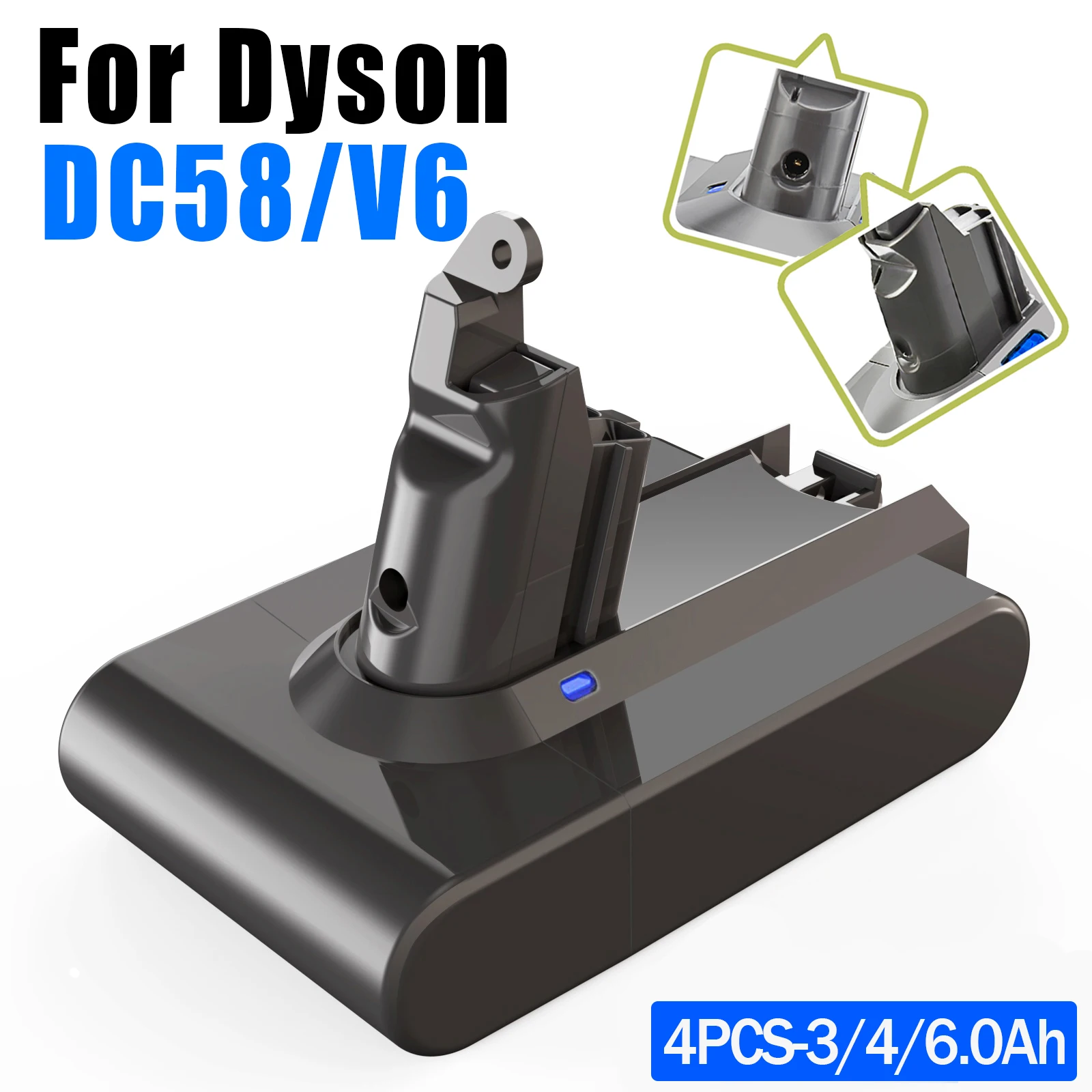 

Литий-ионный аккумулятор Bonadget 6000 мАч 21,6 в для пылесоса Dyson V6 DC58 DC59 DC61 DC62 DC74 SV09 SV07 SV03 965874-02