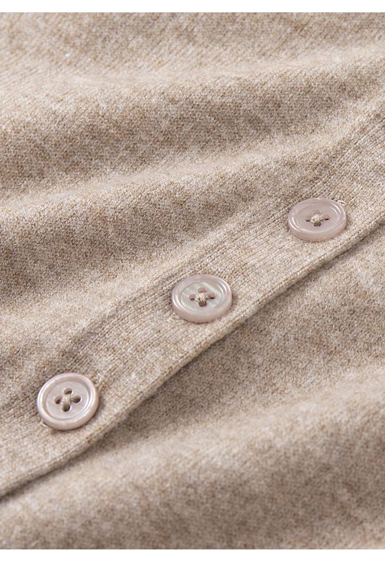 MZ62082 Damen-Strickjacke mit Schalkragen, kurzen Ärmeln, V-Ausschnitt, weicher, einfarbiger Modal-Mischstoff, lässiger Pullover für den frühen Herbst – Detail 21