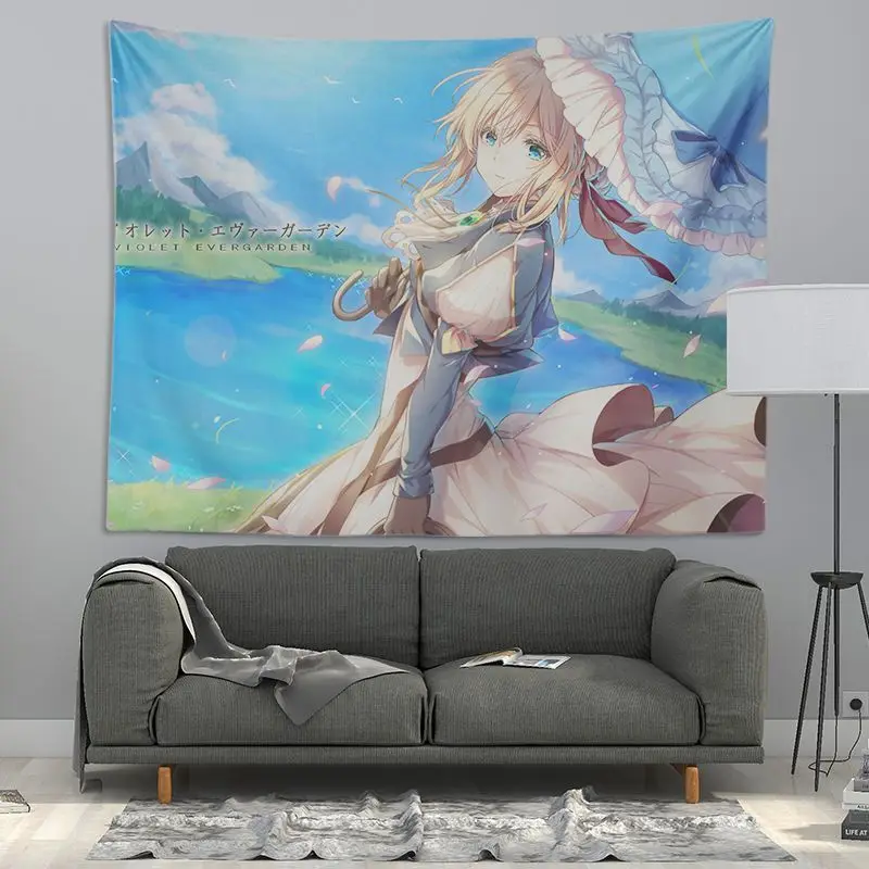 VIKAMA Violet Evergarden Anime Tapestry, Wall Hanging Cloth, Aesthetic Decor for Bedroom Dorm Living Room
