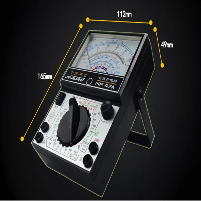 MF47A/C/L/T AC DC Voltage DC Current Resistance Capacitance Buzzer On Off Battery Testing Diode Analog Multimeter w 2 Test Leads