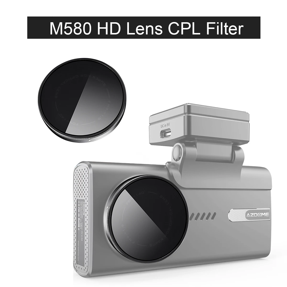 for AZDOME M580 Dash Cam HD Lens Dust Protection Anti Glare CPL Filter for AZDOME M580 CPL Filter