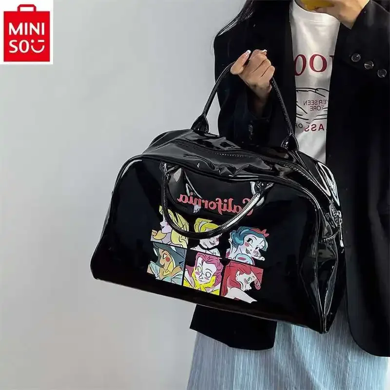 MINISO-Sac à Bagages Imprimé Princesse de Dessin Animé Disney pour Femme, Rétro, Haute Qualité, Grande Capacité, Rangement de Fitness, Sac de Voyage