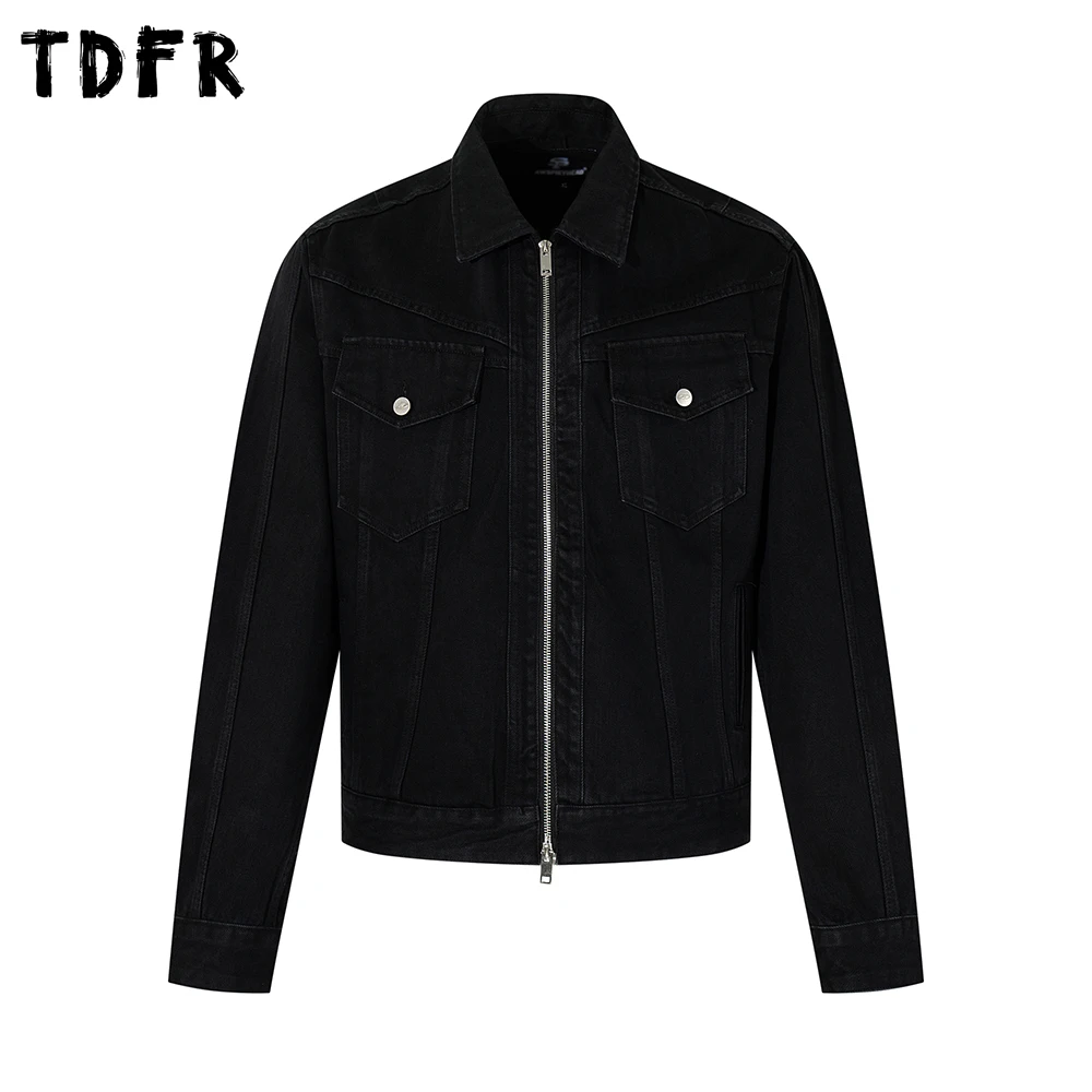 

Multi-Pocket Spliced Cargo Jacket Mens Retro Solid Color Autumn Casual Loose Lapel Long Sleeve Outerwear Man