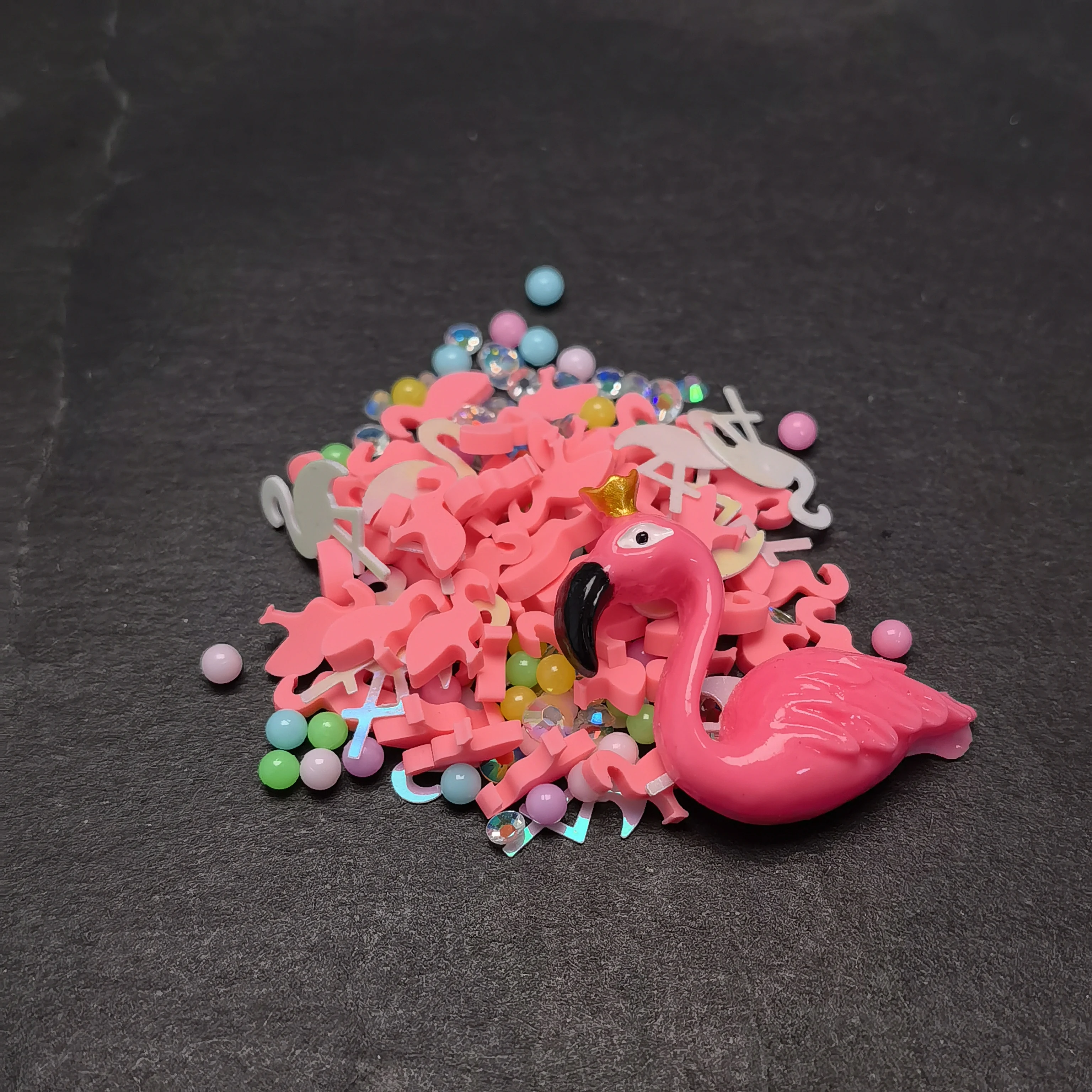 Flamingo Shape Glitter Confetti Mixed Pearls Flamingo Polymer Clay Slices Sprinkles for Crafts DIY Slime Nails Arts Manicure Chr