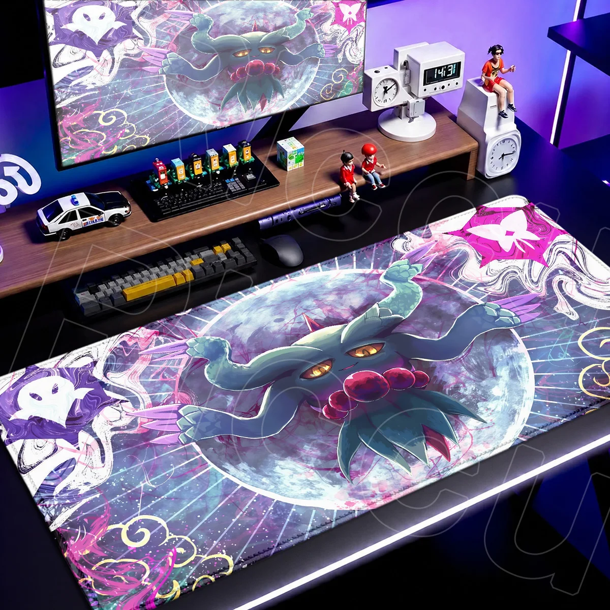 Large Dark Pokemon Mousepad Computer E-sport Gamer Keyboard Mat Misdreavus PC Gaming Accessories 900x400mm Rubber Desktop Carpet