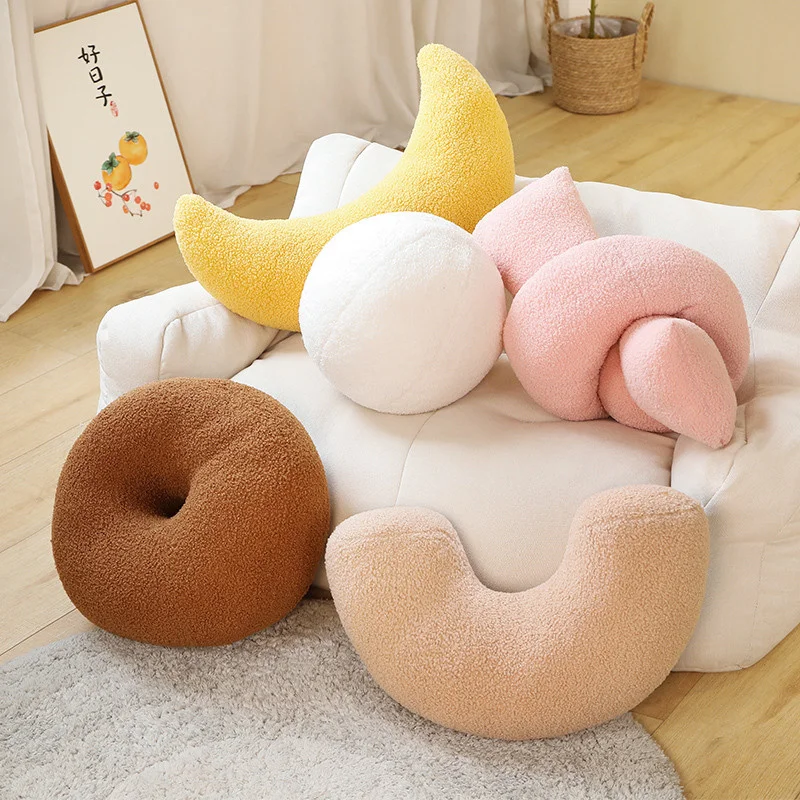 Ins Geometry Shape Pillow Lifelike Moon Kawaii Stuffed Toy Doll Creative Donut Home Decor Chair Back Cushion Girl Birthday Gift