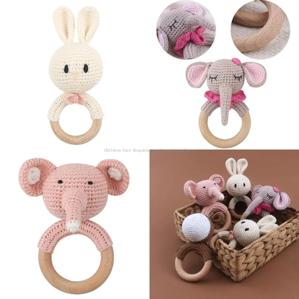 

Вязаная крючком погремушка из хлопка ручной работы для малышей Natural Вязаная крючком игрушка-кролик амигуруми