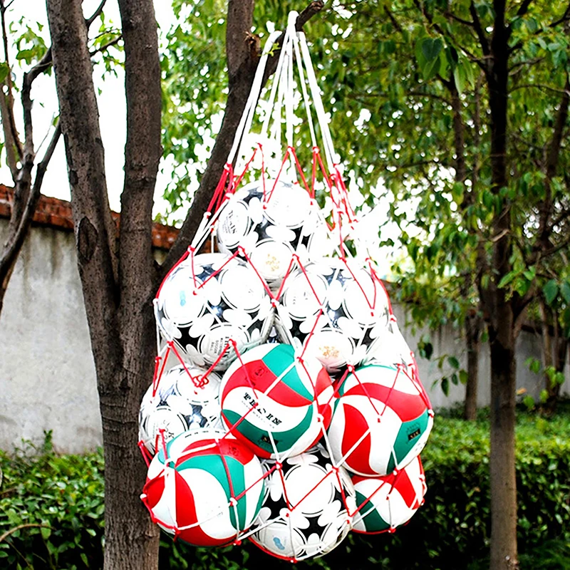 ポータブルキャリーネットバッグボールバレーボール耐久性のある標準ナイロンロープ収納サッカーバスケットボールフープメッシュバッグ